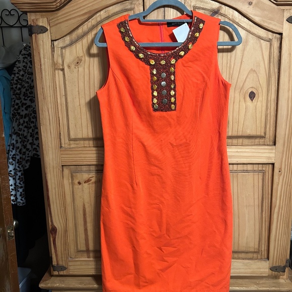 Ellen Tracy Orange fitted Sleeveless Dress - Picture 1 of 4